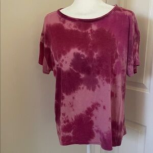 Arizona Oversized Round Neckline Short Sleeve Tie-Dyed Pink Tee
